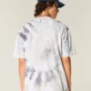 Camiseta de algodão tie-dye pesada e quadrada