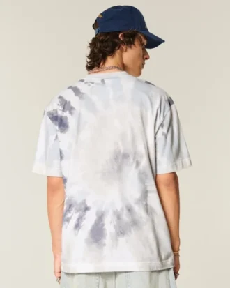 Camiseta de algodão tie-dye pesada e quadrada