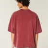 Camiseta de futebol americano com estampa gráfica, estilo universitário, folgada e pesada