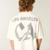 Camiseta de futebol com estampa de Los Angeles, pesada e folgada
