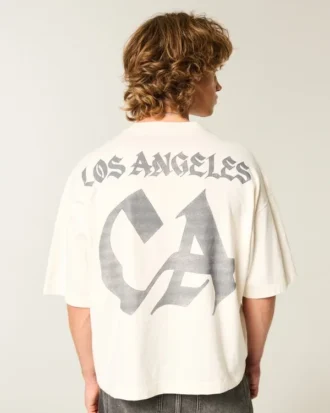 Camiseta de futebol com estampa de Los Angeles, pesada e folgada