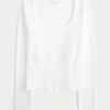 Camiseta de manga comprida com tecido sem costuras e decote redondo