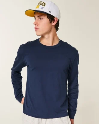 Camiseta de manga comprida em algodão