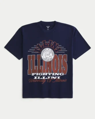 Camiseta gráfica Boxy da Universidade de Illinois