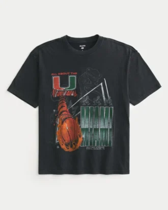 Camiseta gráfica boxy da Universidade de Miami Hurricanes