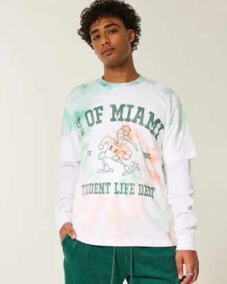 Camiseta gráfica boxy da Universidade de Miami Hurricanes