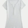 Camiseta Henley Y2K de manga curta