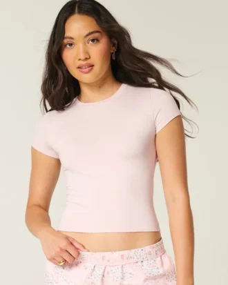 Camiseta infantil com costura sem costura e tecido elástico macio