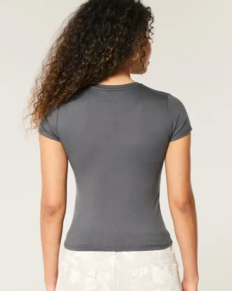 Camiseta infantil com costura sem costura e tecido elástico macio