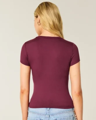 Camiseta infantil com costura sem costura e tecido elástico macio