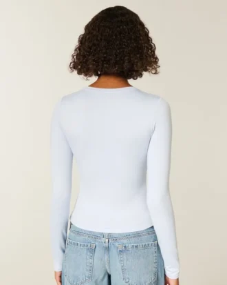 Camiseta infantil de manga comprida em tecido sem costuras