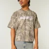 Camiseta larga e pesada com estampa camuflada