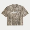 Camiseta larga e pesada com estampa camuflada