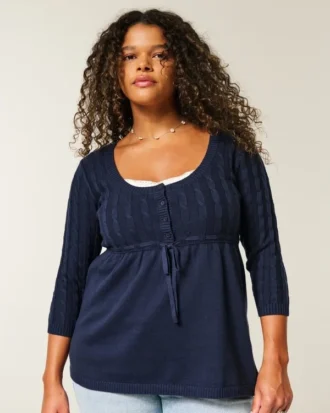 Camisola babydoll com malha trançada