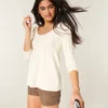 Camisola babydoll com malha trançada