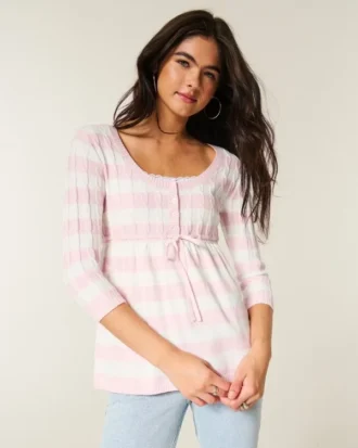 Camisola babydoll com malha trançada