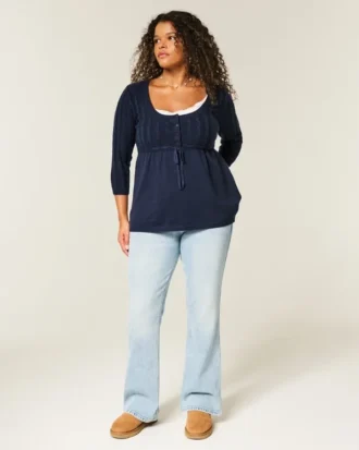 Camisola babydoll com malha trançada