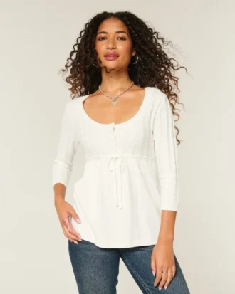 Camisola babydoll com malha trançada