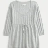 Camisola babydoll com malha trançada