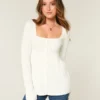 Camisola Babydoll de manga comprida e decote quadrado