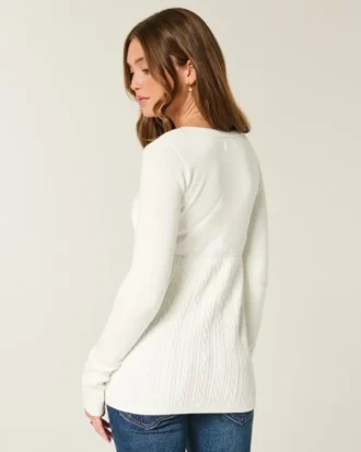 Camisola Babydoll de manga comprida e decote quadrado