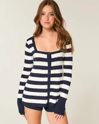 Camisola Babydoll de manga comprida e decote quadrado