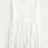 Camisola Babydoll de manga comprida e decote quadrado