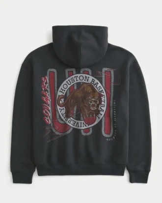 Camisola com capuz e estampado de basquetebol da Universidade de Houston Cougars