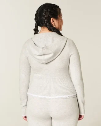 Camisola com capuz e fecho de correr com bainha recortada Gilly Hicks