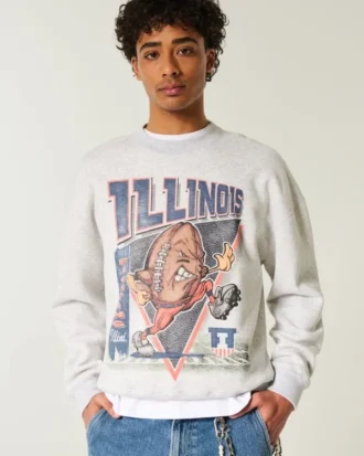 Camisola com estampa da Universidade de Illinois Fighting Illini