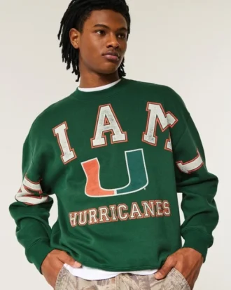 Camisola com estampa da Universidade de Miami Hurricanes