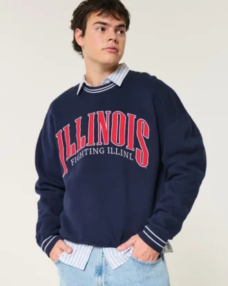 Camisola com estampa gráfica da Universidade de Illinois Fighting Illini
