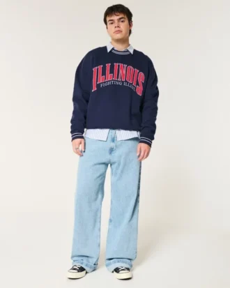 Camisola com estampa gráfica da Universidade de Illinois Fighting Illini