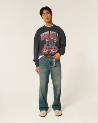 Camisola com estampa gráfica da Universidade de Nebraska Cornhuskers