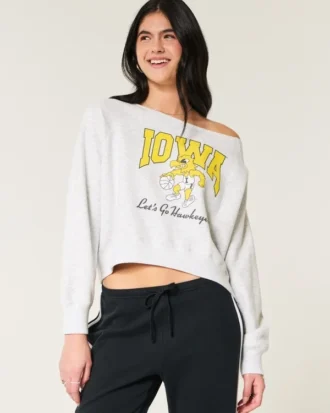 Camisola com estampado Iowa Hawkeyes e ombros descobertos