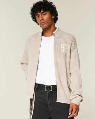 Camisola com fecho e padrão gráfico descontraído