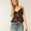 Camisola com folhos em chiffon