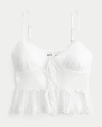 Camisola com folhos em chiffon