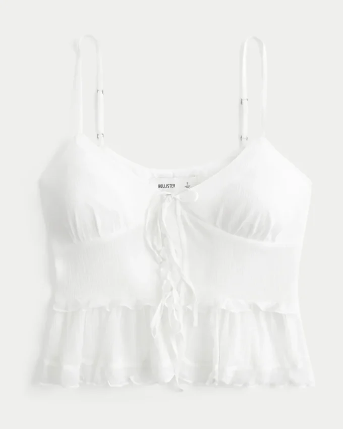 Camisola com folhos em chiffon