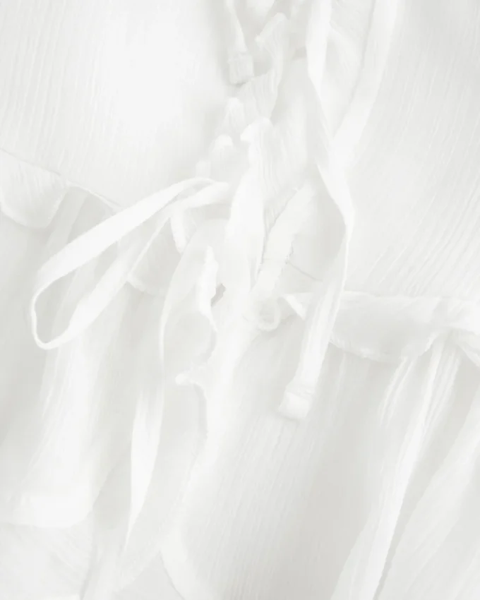Camisola com folhos em chiffon
