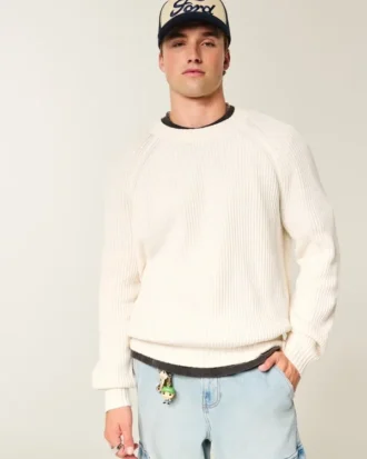 Camisola com gola redonda e efeito desgastado