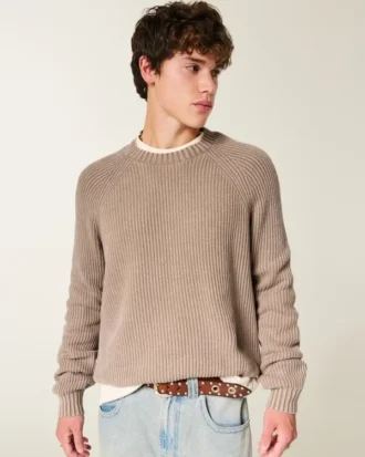 Camisola com gola redonda e efeito desgastado