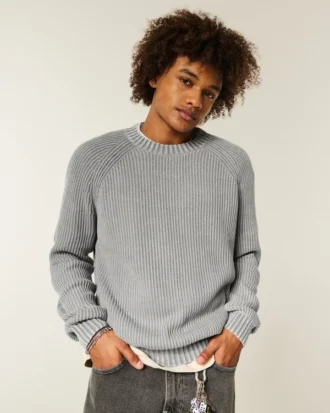 Camisola com gola redonda e efeito desgastado