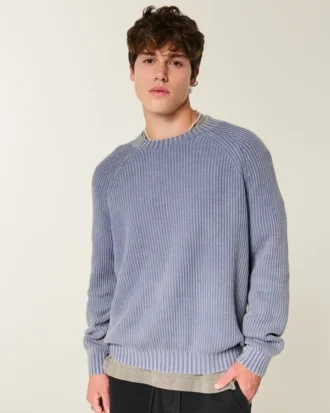 Camisola com gola redonda e efeito desgastado