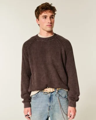 Camisola com gola redonda e efeito desgastado