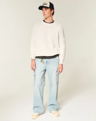 Camisola com gola redonda e efeito desgastado