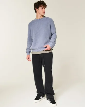 Camisola com gola redonda e efeito desgastado