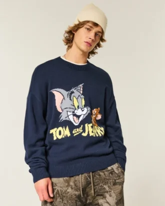 Camisola com gola redonda e estampado Tom e Jerry