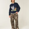 Camisola com gola redonda e estampado Tom e Jerry