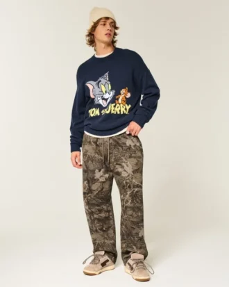Camisola com gola redonda e estampado Tom e Jerry